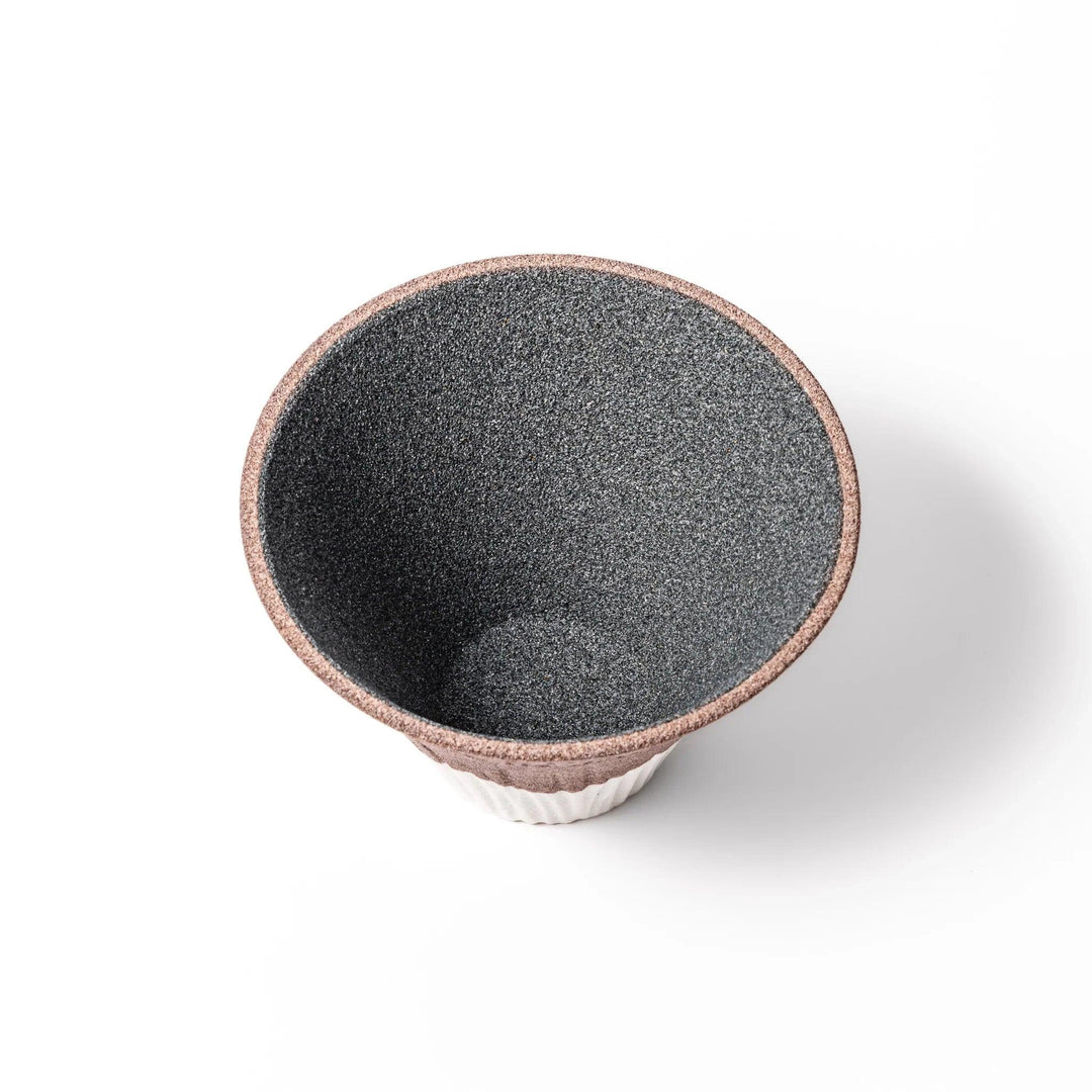 Cocoa Mount Fuji ceramic coffee filter with snowy peak handmade in Japan for eco friendly pour over brewing.