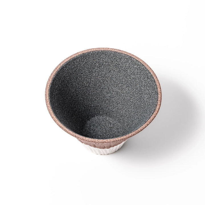 Cocoa Mount Fuji ceramic coffee filter with snowy peak handmade in Japan for eco friendly pour over brewing.