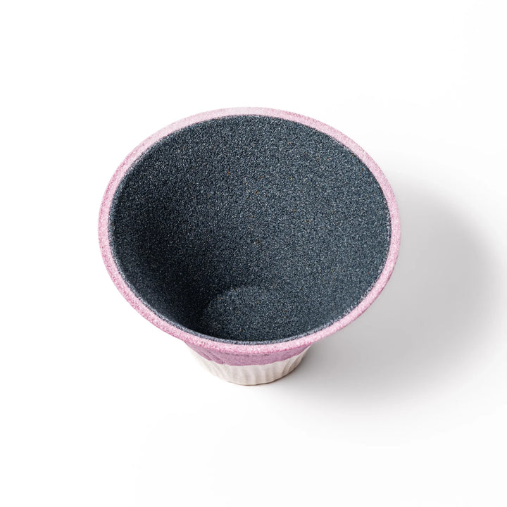 Lavender Mount Fuji ceramic coffee filter with snowy peak handcrafted in Japan for eco friendly brewing.