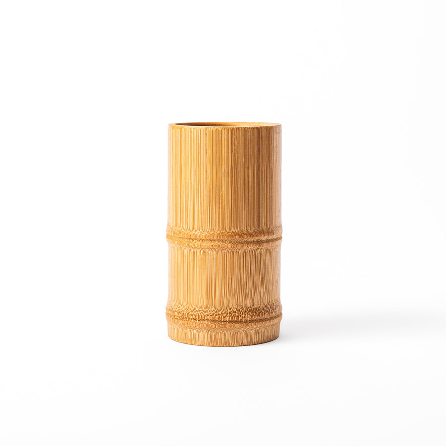 Japanese natural bamboo chopstick stand with visible grain and nodes for organizing utensils or cutlery