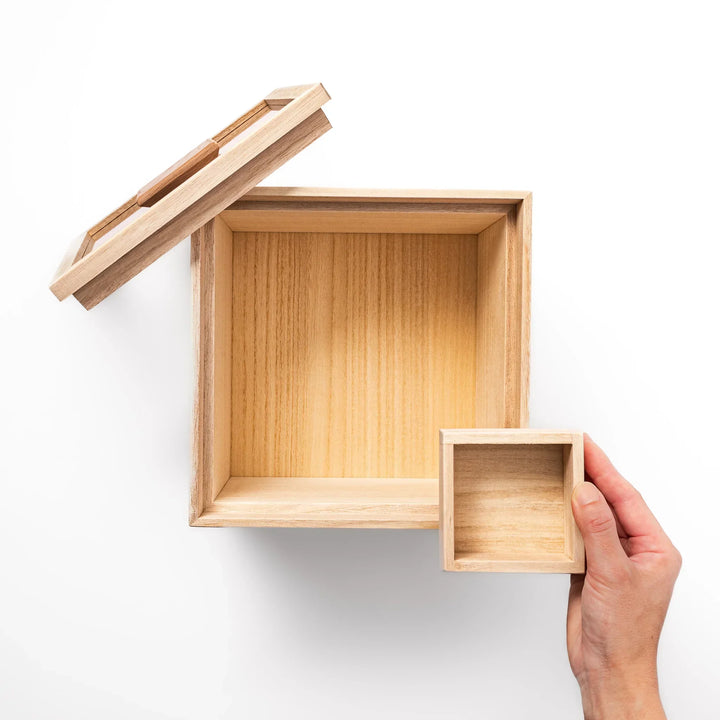 Paulownia wood rice container with airtight lid handcrafted in Japan to keep rice fresh and moisture free.
