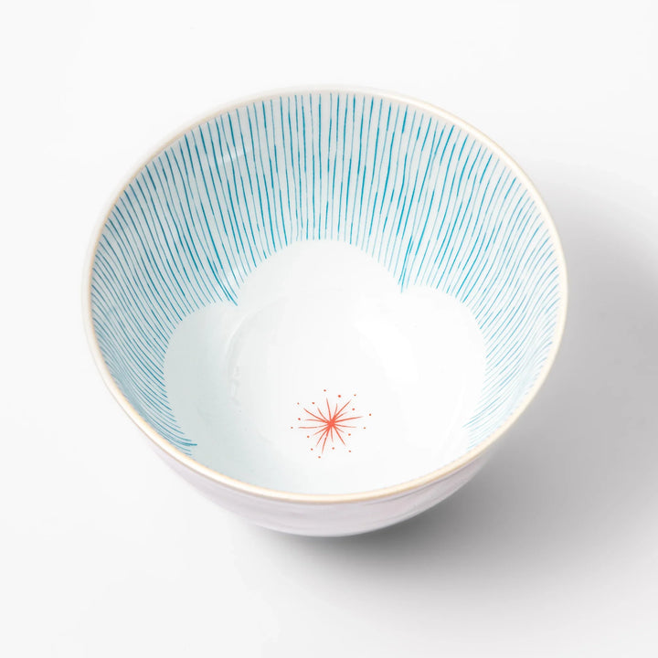 Japanese ceramic rice bowl with plum petal stripe design blending modern elegance with traditional style.