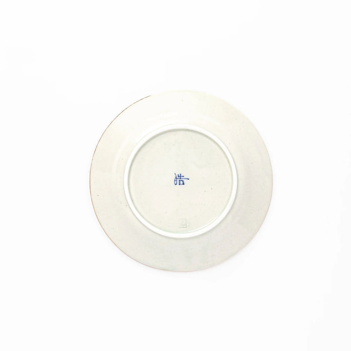 Rustic diamond weave ceramic dessert plate in off white glaze
