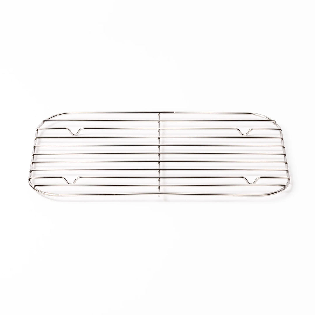 Large Japanese stainless steel prep tray wire rack, a spacious cooling grate perfect for tempura and oil draining