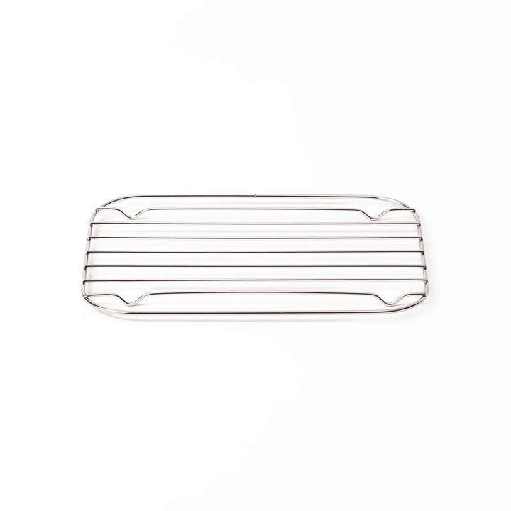 Small Japanese stainless steel prep tray wire rack, a durable cooling grate perfect for tempura and oil draining