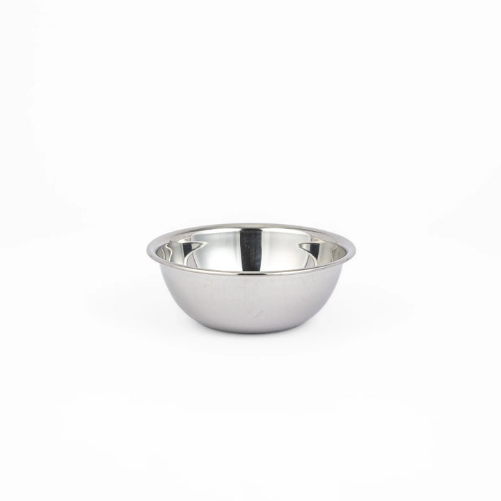 Japanese stainless steel mixing bowl and mesh strainer set, featuring an extra small colander for kitchen prep
