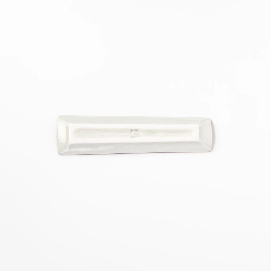 Japanese porcelain chopstick rest with whimsical France design featuring Eiffel Tower, Arc de Triomphe, and colorful trees