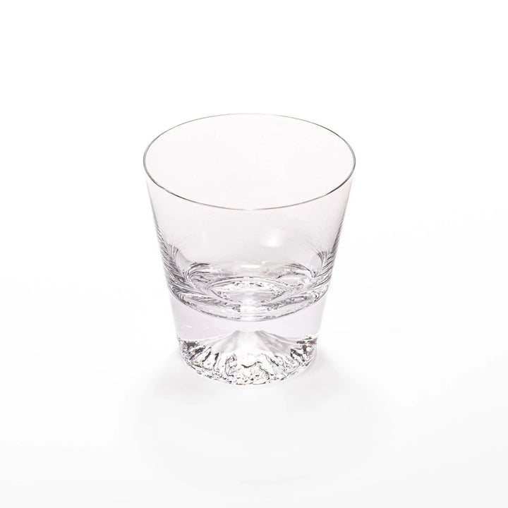 Clear glass featuring an embossed design of Mount Fuji at the base. Ideal for serving cold beverages.