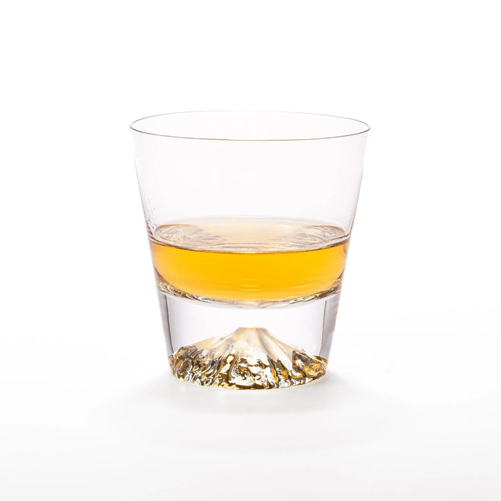 Clear glass featuring an embossed design of Mount Fuji at the base. Ideal for serving cold beverages.