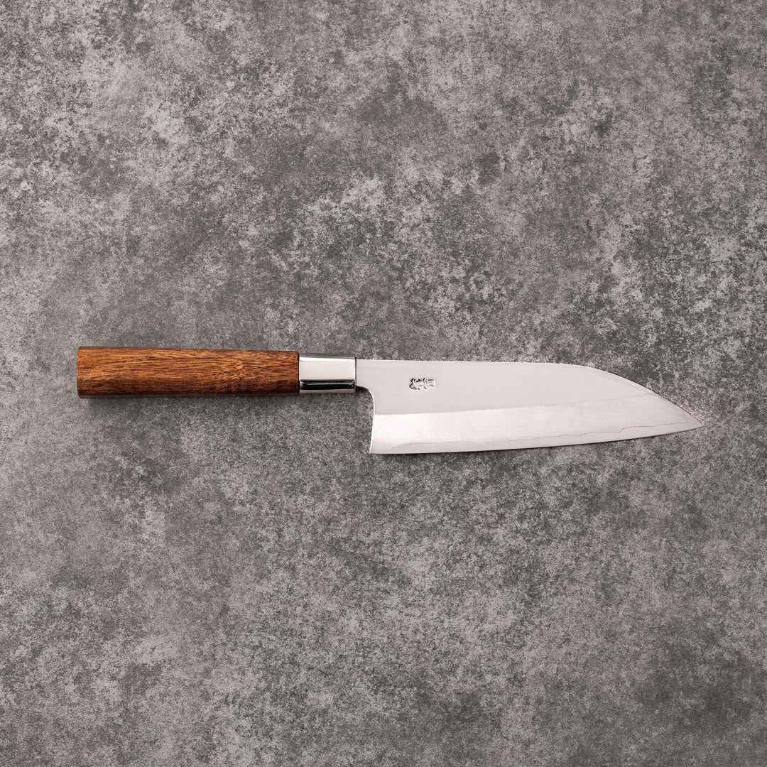 Funayuki all-purpose knife with durable stainless steel blade and walnut wood handle for versatile kitchen prep.