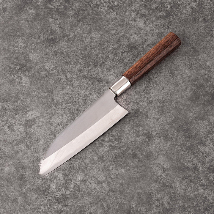 Funayuki all-purpose knife with durable stainless steel blade and walnut wood handle for versatile kitchen prep.