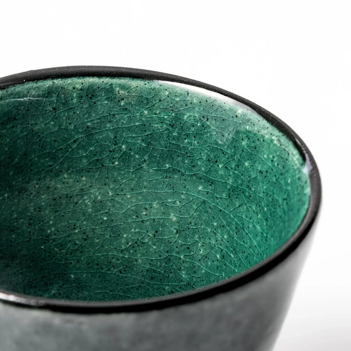 Turkish blue Japanese ceramic sake pourer with rustic earthy base and textured glaze, perfect for traditional sake serving