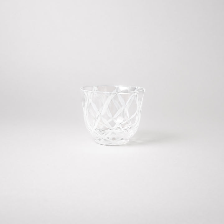 Vintage lattice glass tea cup with etched pattern clear Japanese style tumbler for tea water or sake minimalist tableware