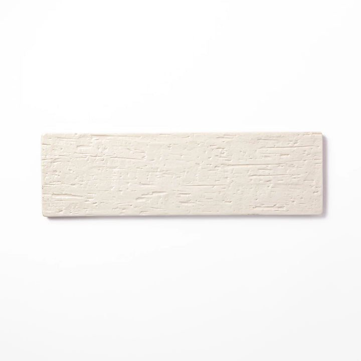 Rectangular white Japanese ceramic serving plate with woodgrain pattern for minimalist modern table setting.