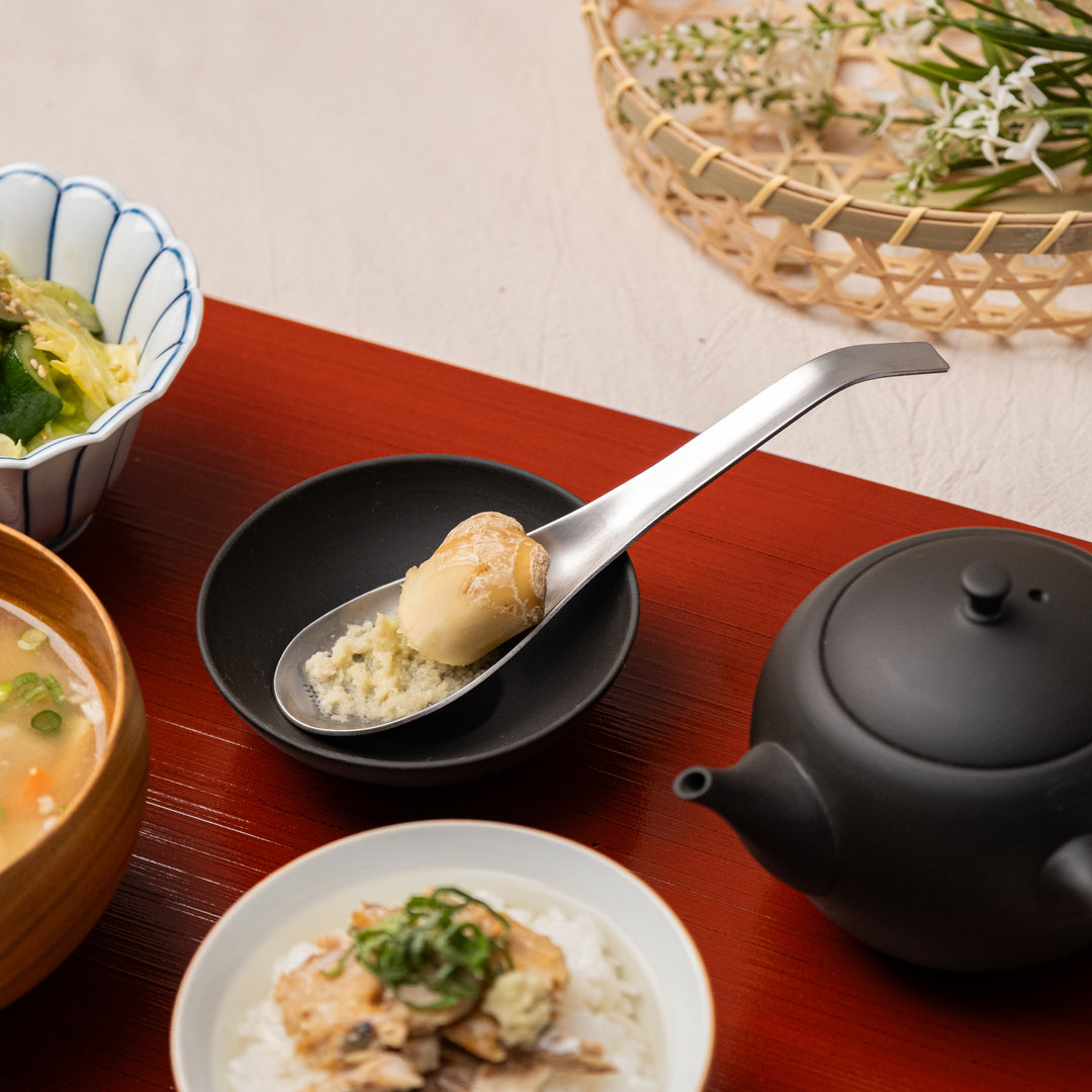 Japanese Stainless Steel Grater Spoon for fresh ginger over rice and miso soup