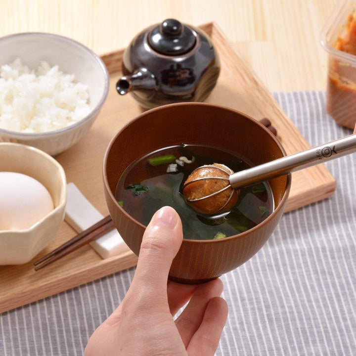 Double-ended stainless steel mini whisk with balloon-shaped heads on both sides