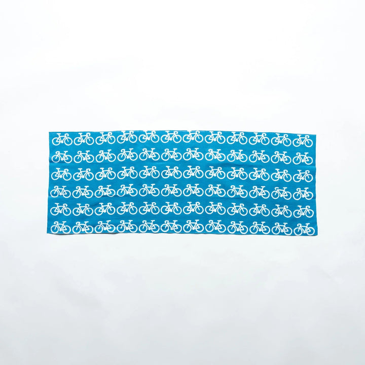 The bicycle-patterned tenugui spread out flat to display its overall design.