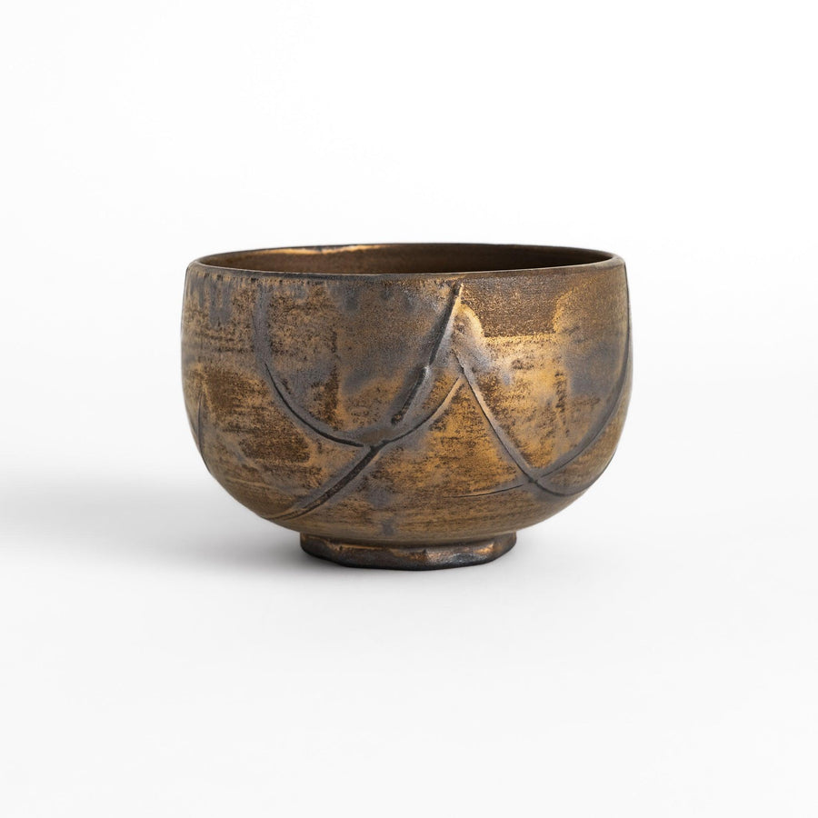 Black Ember Matcha Bowl with a rustic, textured design in dark tones, perfect for a modern and elegant matcha tea experience.