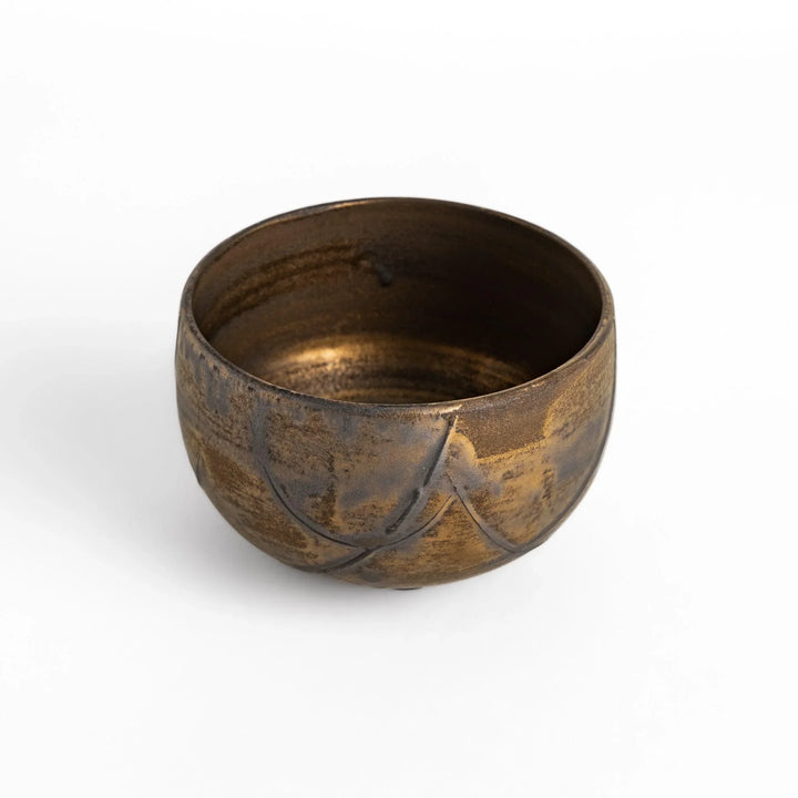 Black Ember Matcha Bowl with a rustic, textured design in dark tones, perfect for a modern and elegant matcha tea experience.