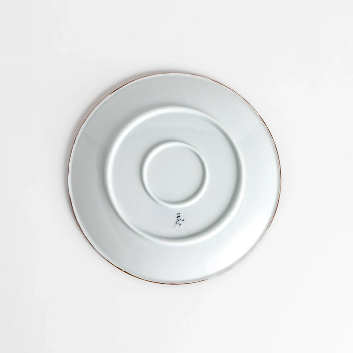 Blue and gray Japanese Sesame Dinner Plate with subtle textured glaze and modern minimalist tableware design.