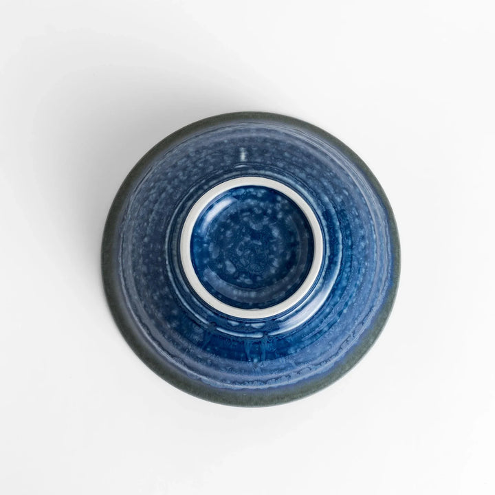 Ramen bowl with a gradient of green and blue glazes, featuring a splash effect for a unique, artistic look.