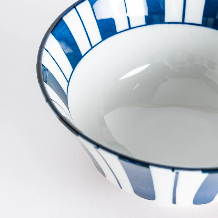 Bold Stripe Ramen Bowl with striking blue and white striped design perfect for ramen or soba serving.