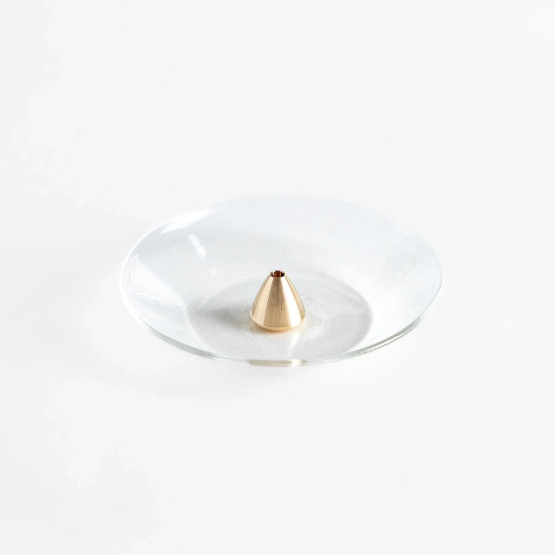 Modern glass Incense Holder with brass accent, a stylish way to enjoy your favorite scents.