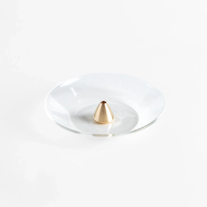 Modern glass Incense Holder with brass accent, a stylish way to enjoy your favorite scents.