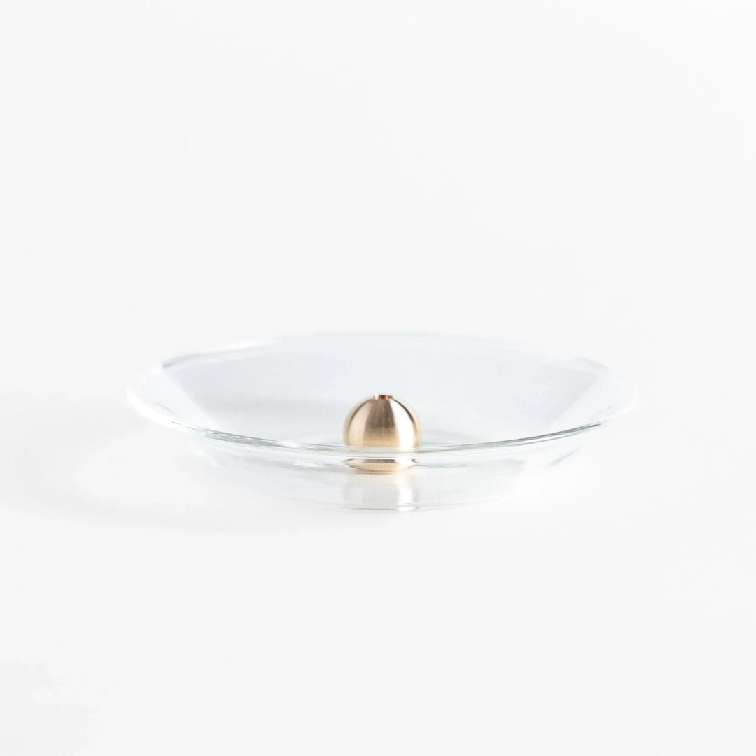 Modern glass Incense Holder with brass accent, a stylish way to enjoy your favorite scents.