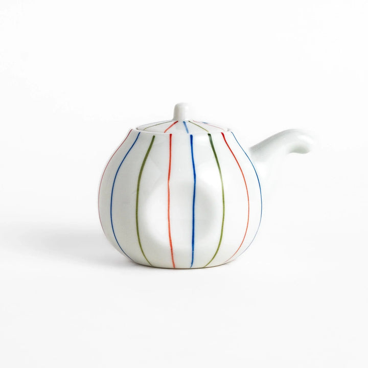 Brocade Striped soy sauce dispenser with red, blue, and green stripes, combining modern and traditional design.