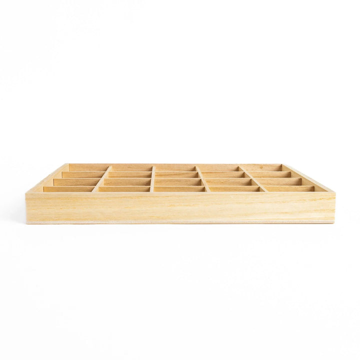 A wooden organizer designed to hold 20 charming chopstick rests, keeping them neatly arranged and easily accessible.