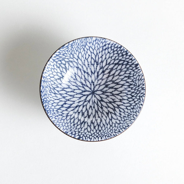 Top-down view of the bowl, showcasing the detailed blue design with a clear view of the bowl's rim