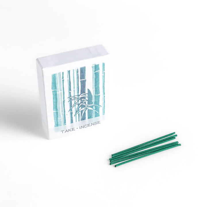 Green incense sticks in bamboo motif box offering a refreshing and calming fragrance inspired by Japanese nature.