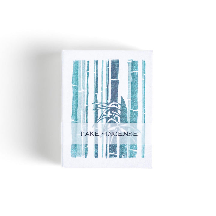 Green incense sticks in bamboo motif box offering a refreshing and calming fragrance inspired by Japanese nature.