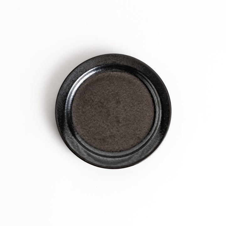 Color Harmony dessert plate featuring glossy multicolor design in blue red green yellow white and black for vibrant dining.