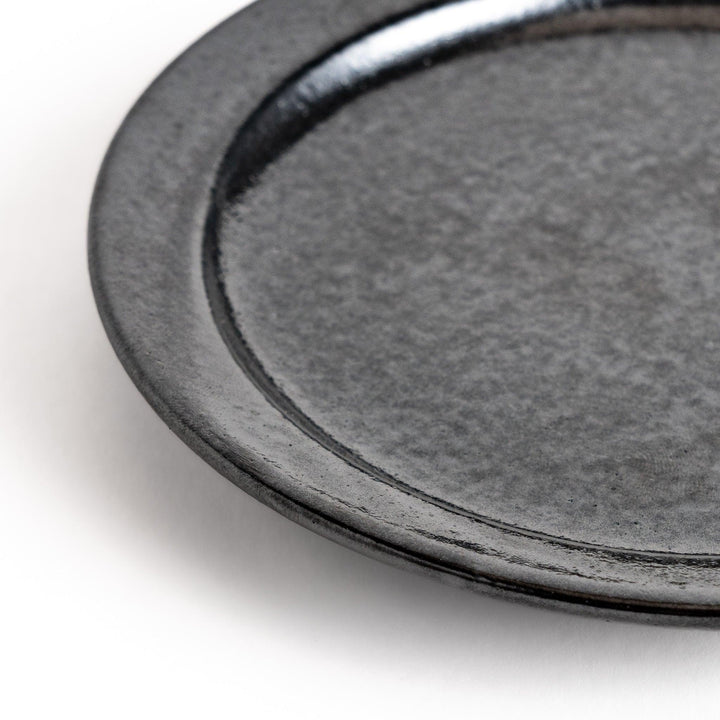 Color Harmony dessert plate featuring glossy multicolor design in blue red green yellow white and black for vibrant dining.