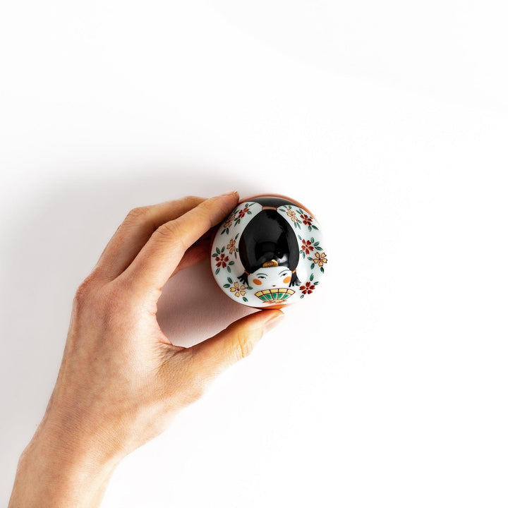 Empress doll shaped lidded ceramic condiment bowl featuring elegant details perfect for sauces or condiments.