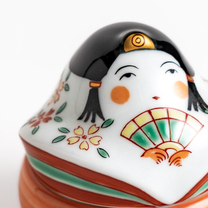 Empress doll shaped lidded ceramic condiment bowl featuring elegant details perfect for sauces or condiments.