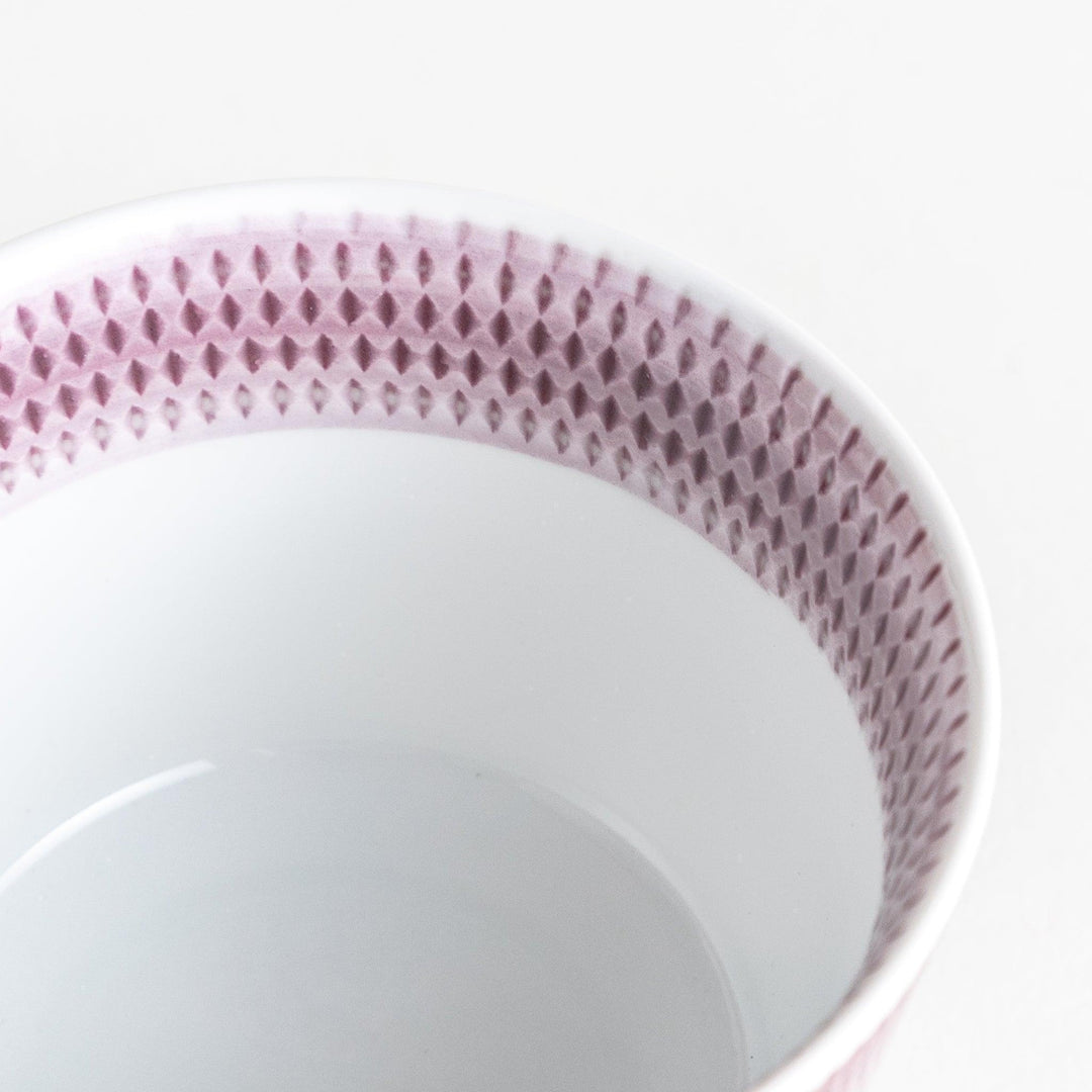 Japanese porcelain dessert bowl with delicate vertical line pattern and smooth gradient design for modern, everyday dining