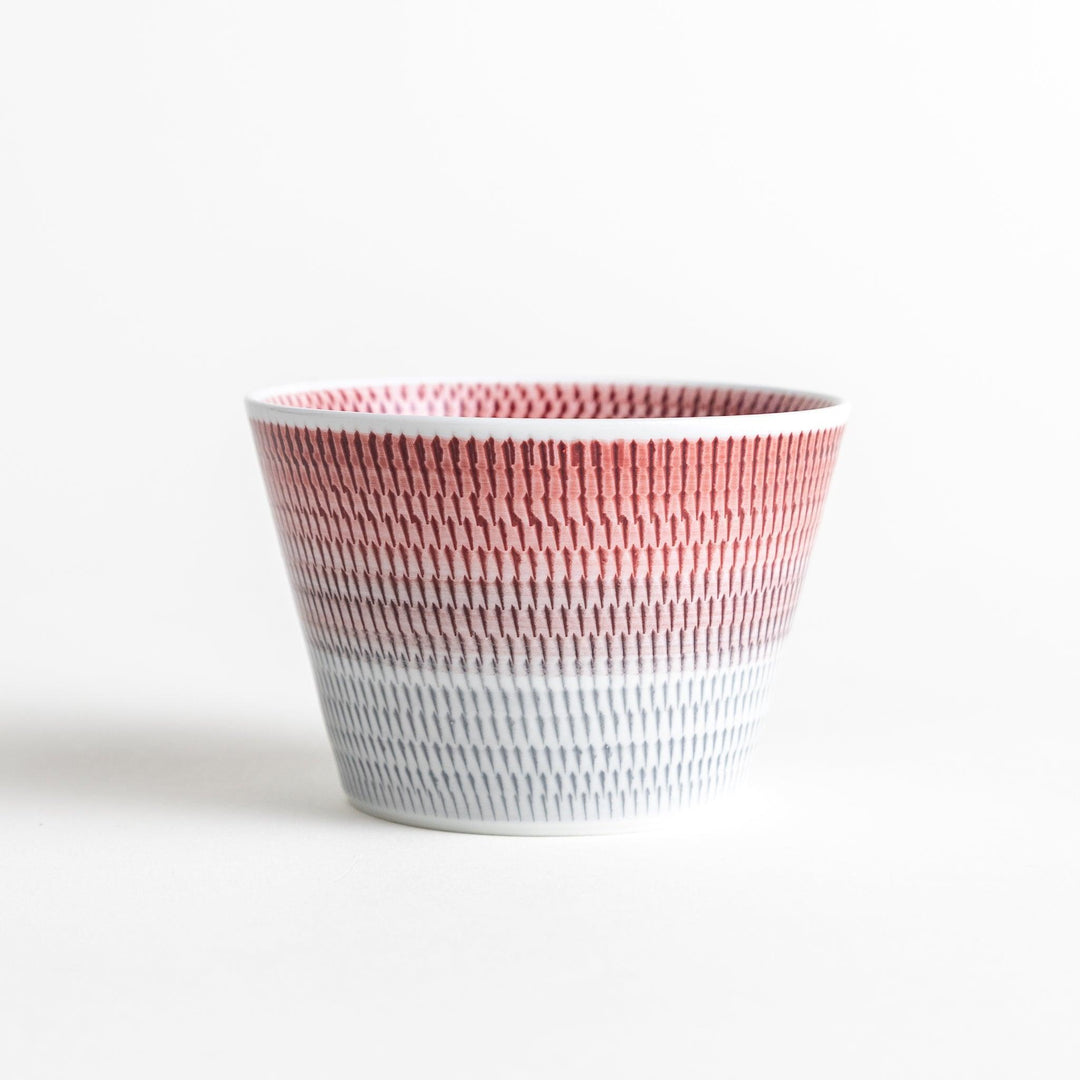 Japanese porcelain dessert bowl with delicate vertical line pattern and smooth gradient design for modern, everyday dining