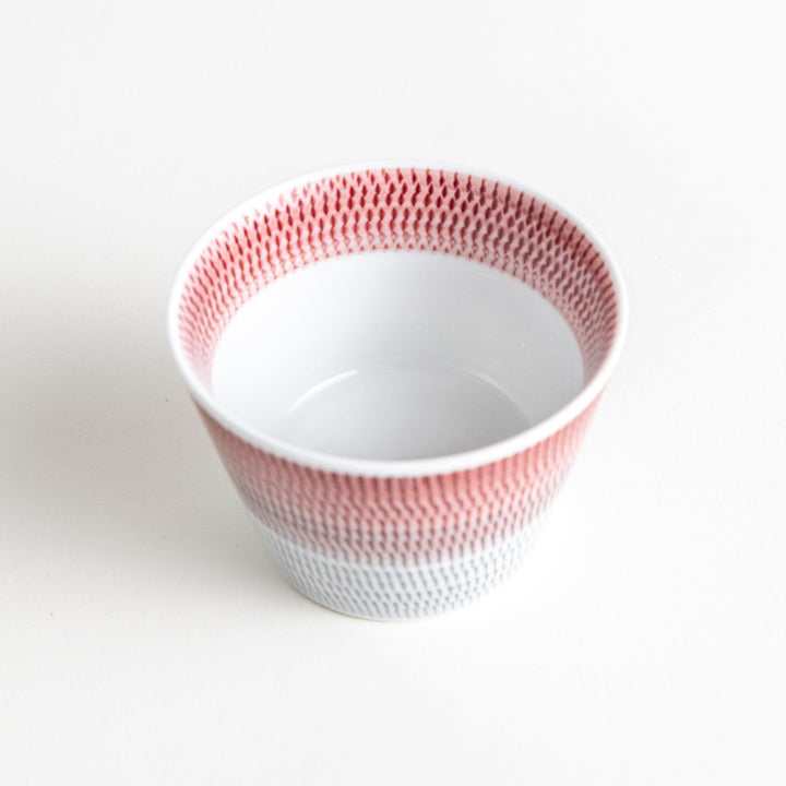 Japanese porcelain dessert bowl with delicate vertical line pattern and smooth gradient design for modern, everyday dining