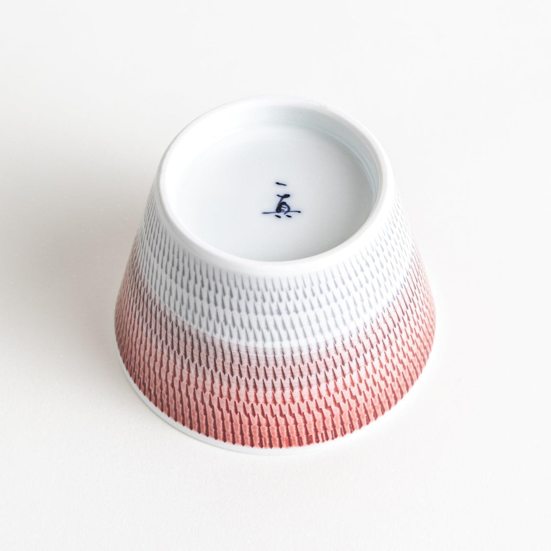 Japanese porcelain dessert bowl with delicate vertical line pattern and smooth gradient design for modern, everyday dining