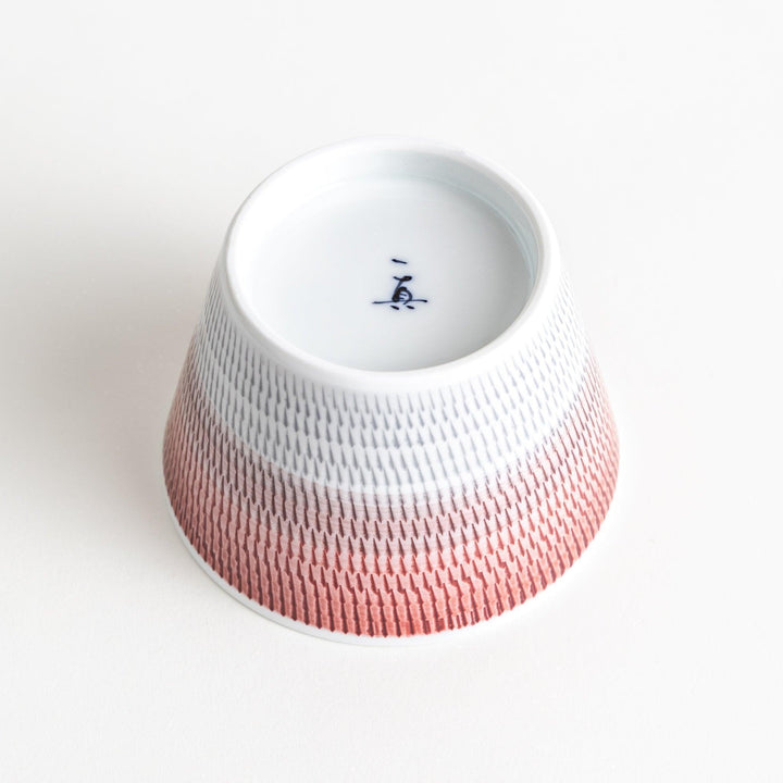 Japanese porcelain dessert bowl with delicate vertical line pattern and smooth gradient design for modern, everyday dining