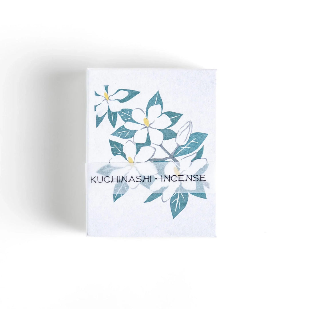 Incense with beige sticks in a gardenia box, offering a rich floral fragrance for a calm and soothing ambiance