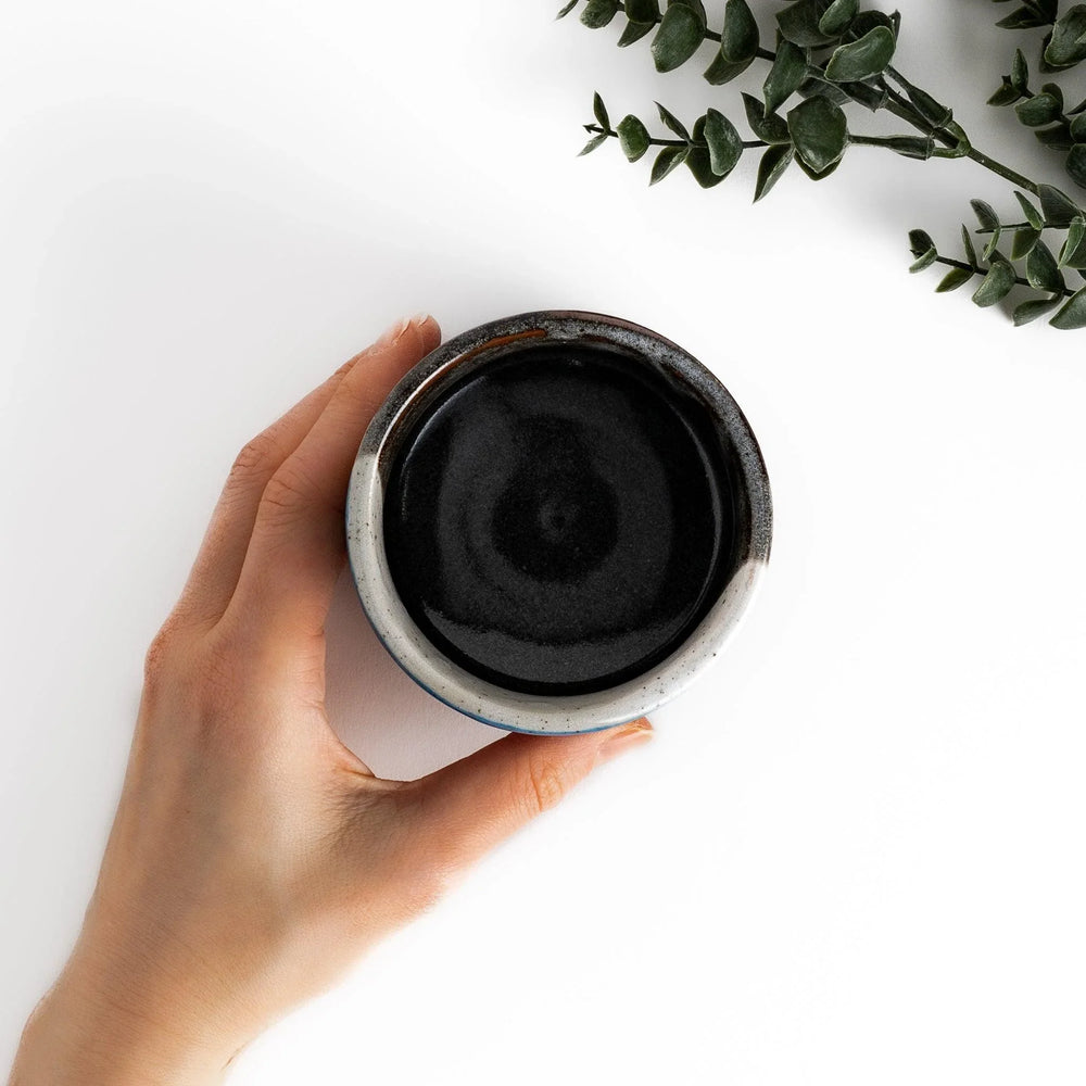 Tea Cups featuring Hokusai's Red Mount Fuji design, with vibrant red, blue, and white colors for a striking display.