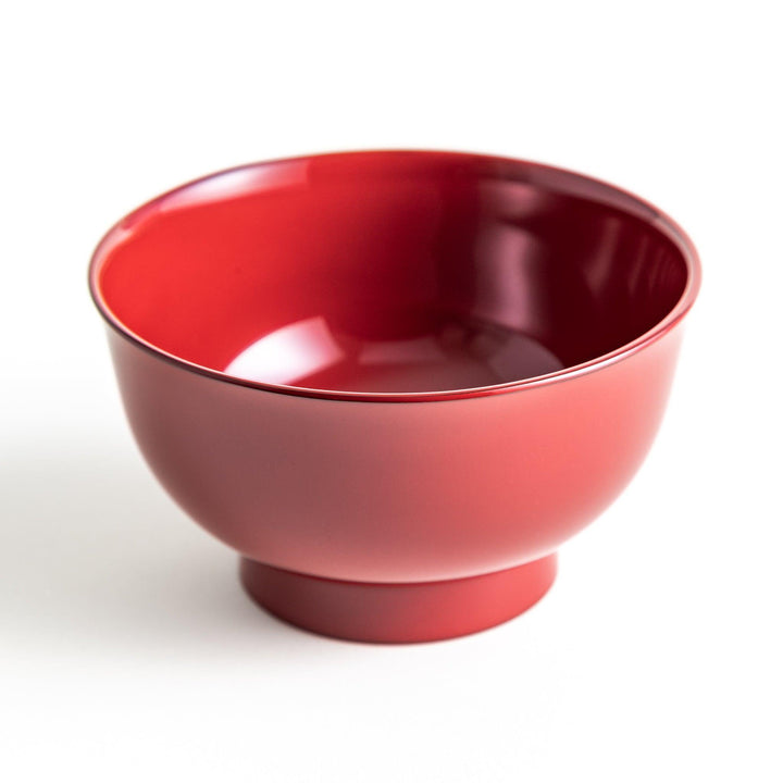 A smooth, glossy lacquer bowl with a minimalist design, perfect for soups or side dishes. Available in red and black.