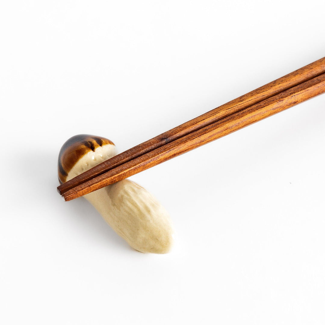Matsutake Mushroom Chopstick Rest shaped like a realistic mushroom, adding a natural, earthy accent to dining.