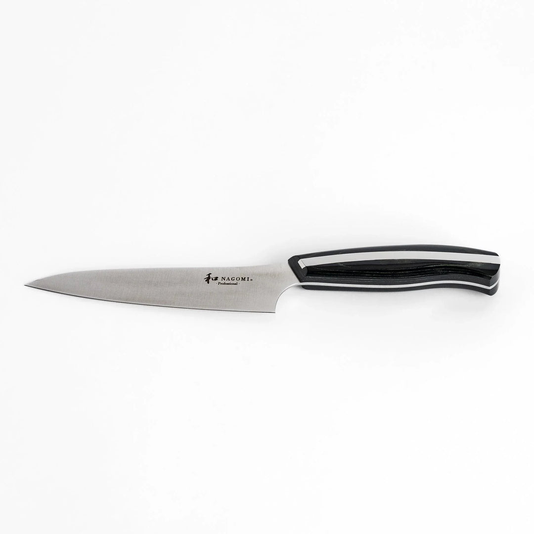 Nagomi Professional utility knife with sleek sharp blade and modern striped handle for precise comfortable kitchen work.