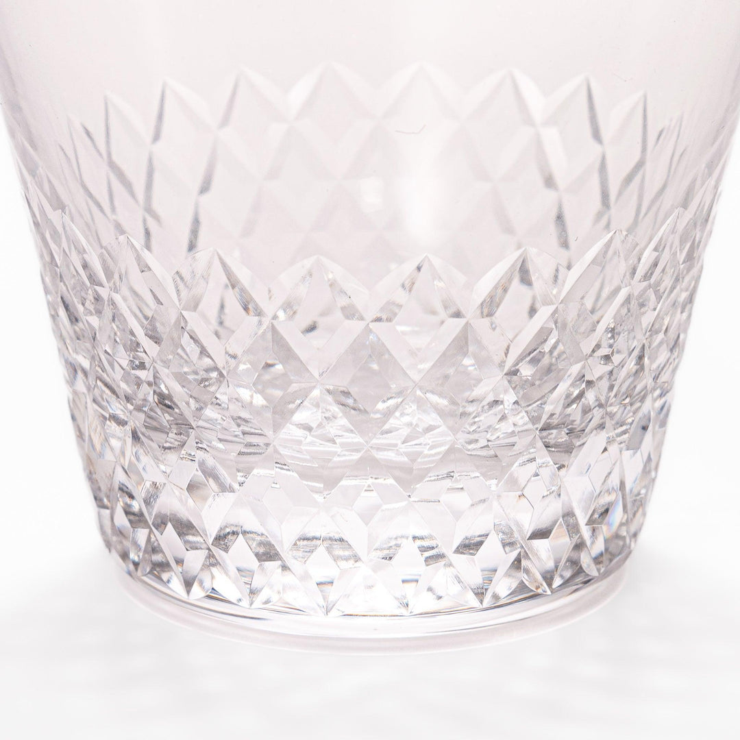 Nostalgia rocks glass with diamond-cut lower half, ideal for whiskey, cocktails, or everyday beverages.