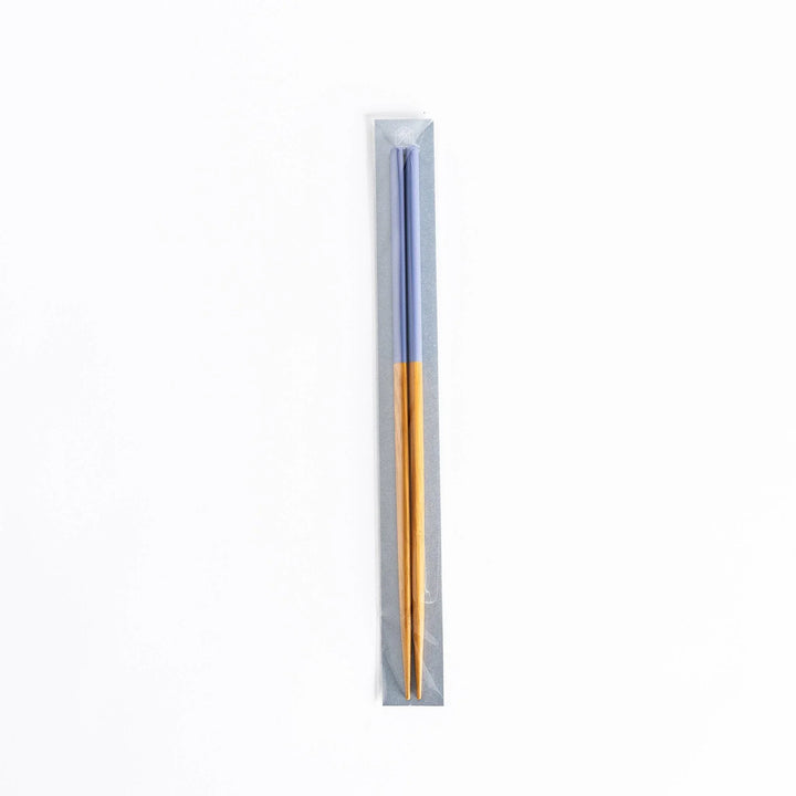 Cooking chopsticks with blue tips and bamboo shafts, neatly packaged for easy storage.